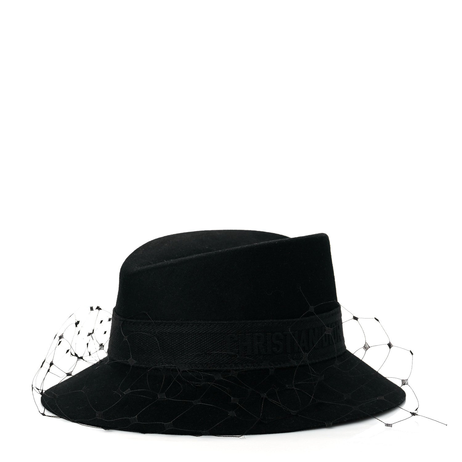 Christian Dior Rabbit Felt Veil Hat 57 Black 1 of 7