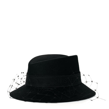 Christian Dior Rabbit Felt Veil Hat 57 Black 1 of 7