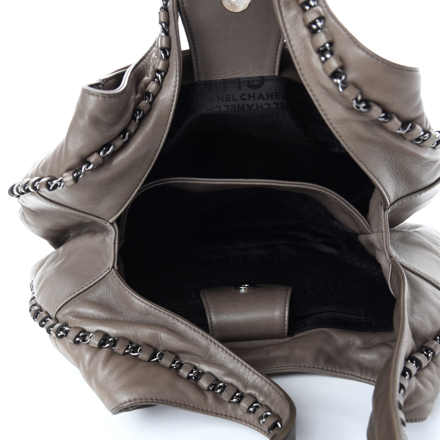 Lambskin Chain Hobo Grey