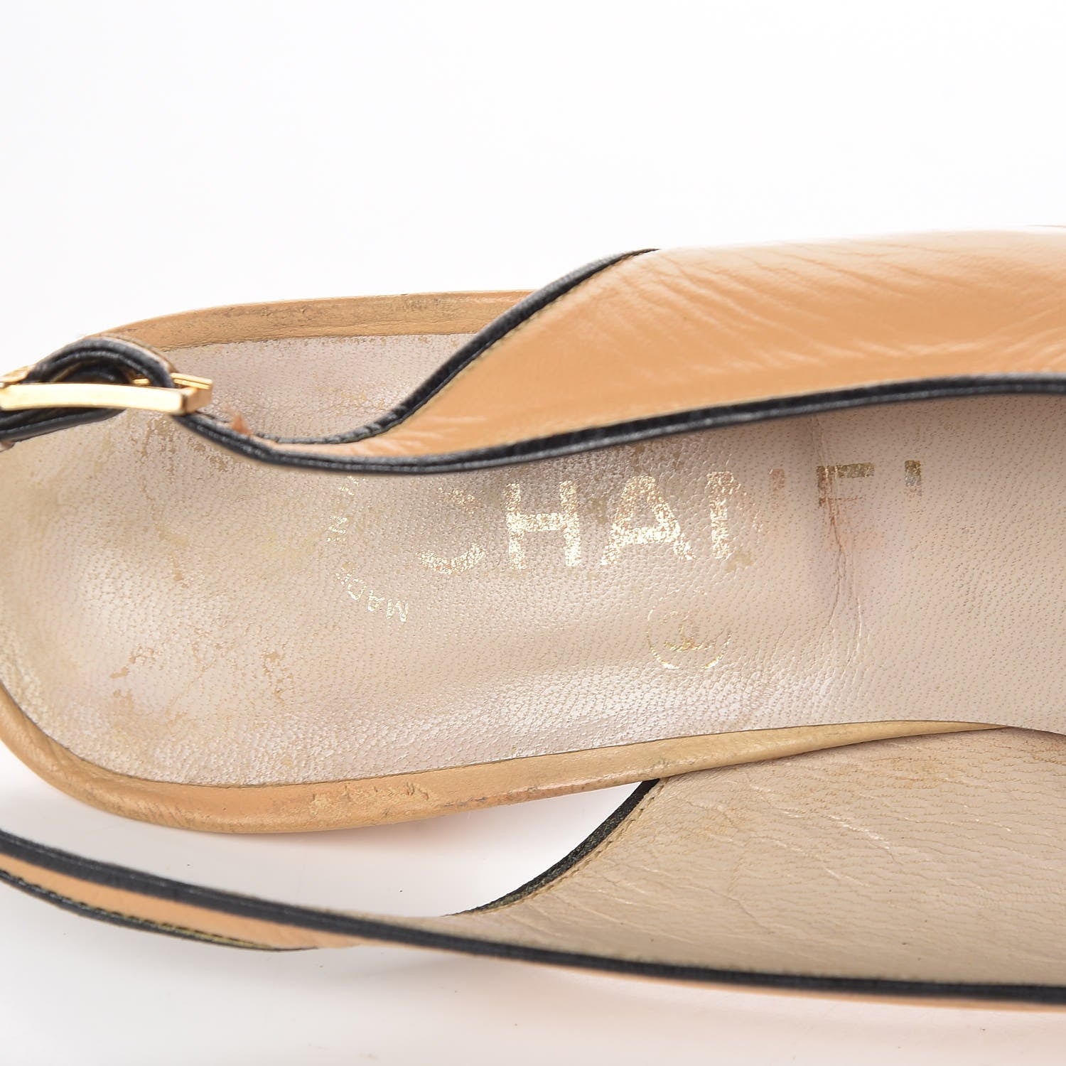 Chanel Lambskin Cap Toe Slingback Pumps 38.5 Beige 9 of 9