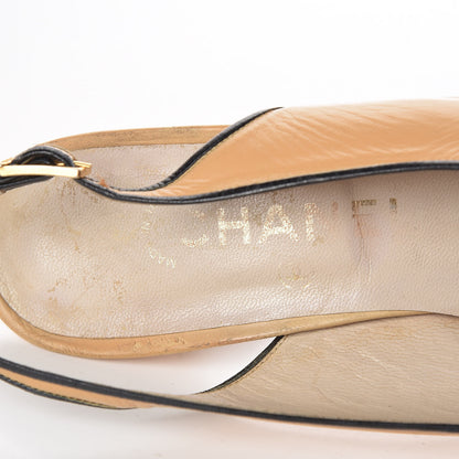 Chanel Lambskin Cap Toe Slingback Pumps 38.5 Beige 9 of 9