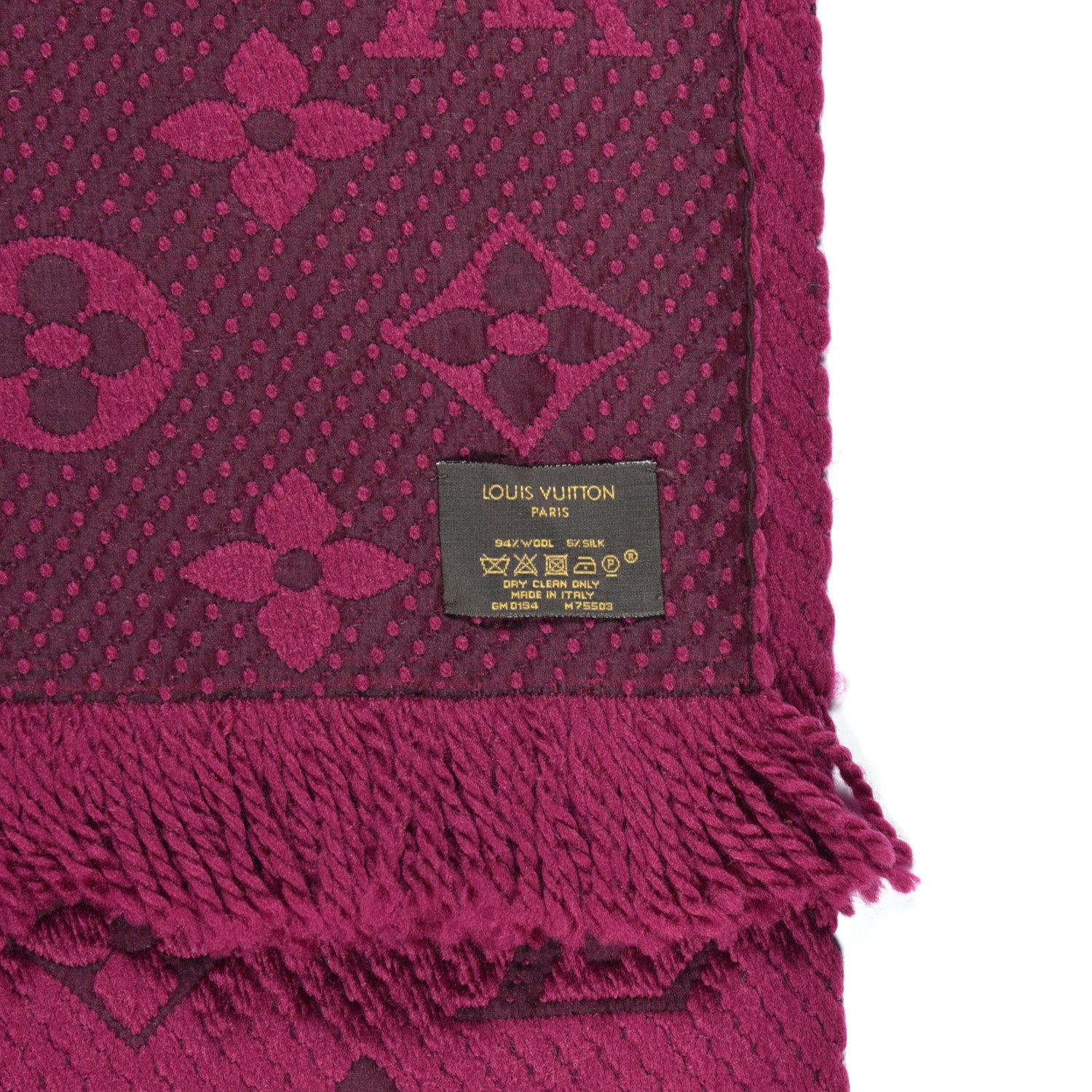 Louis Vuitton Wool Silk Logomania Scarf Cherry 4 of 4