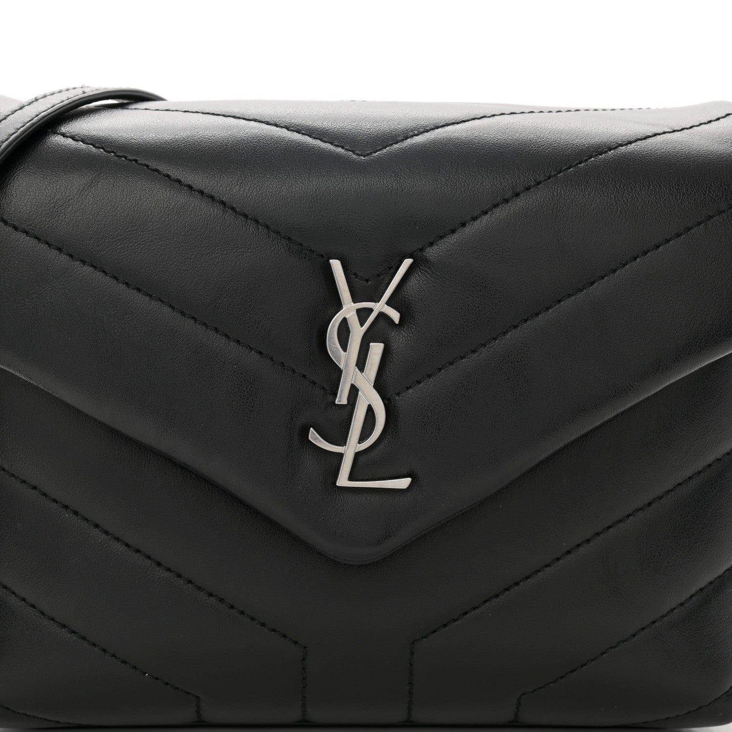 Saint Laurent Calfskin Y Quilted Monogram Toy Loulou Crossbody Bag Black 7 of 12
