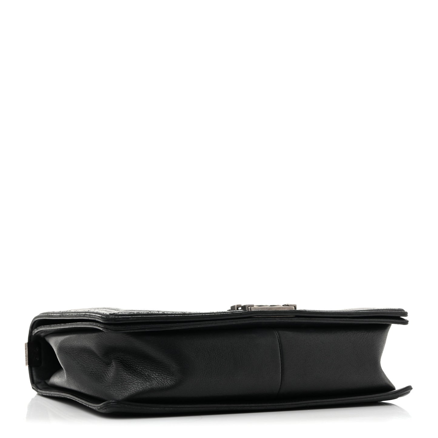 Calfskin Quilted Large Boy Flap Black