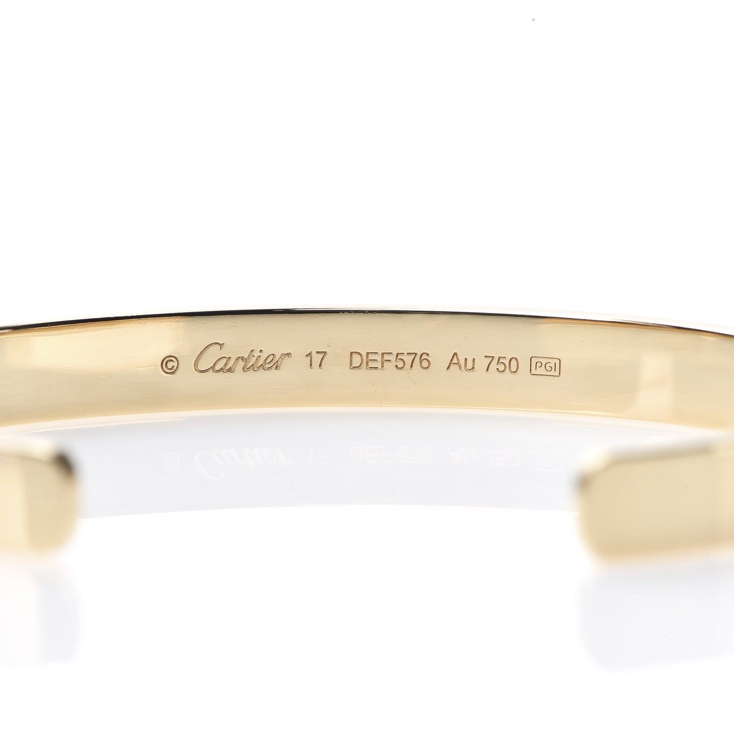 18K Yellow Gold LOVE Cuff Bracelet 17