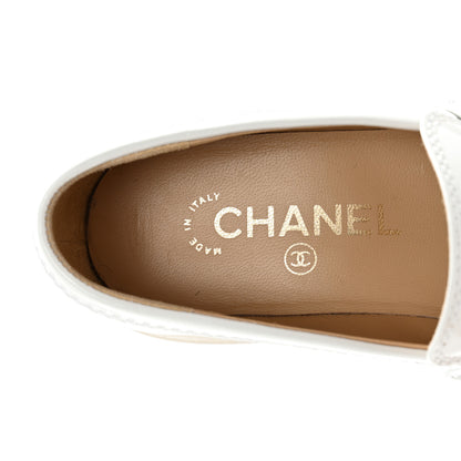 Chanel Shiny Calfskin Logo Loafers 35.5 White 9 of 11