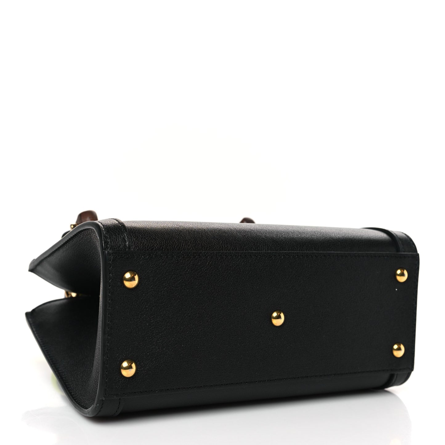 Wonka Grain Calfskin Mini Diana Tote Bag Black Yellow Fluo