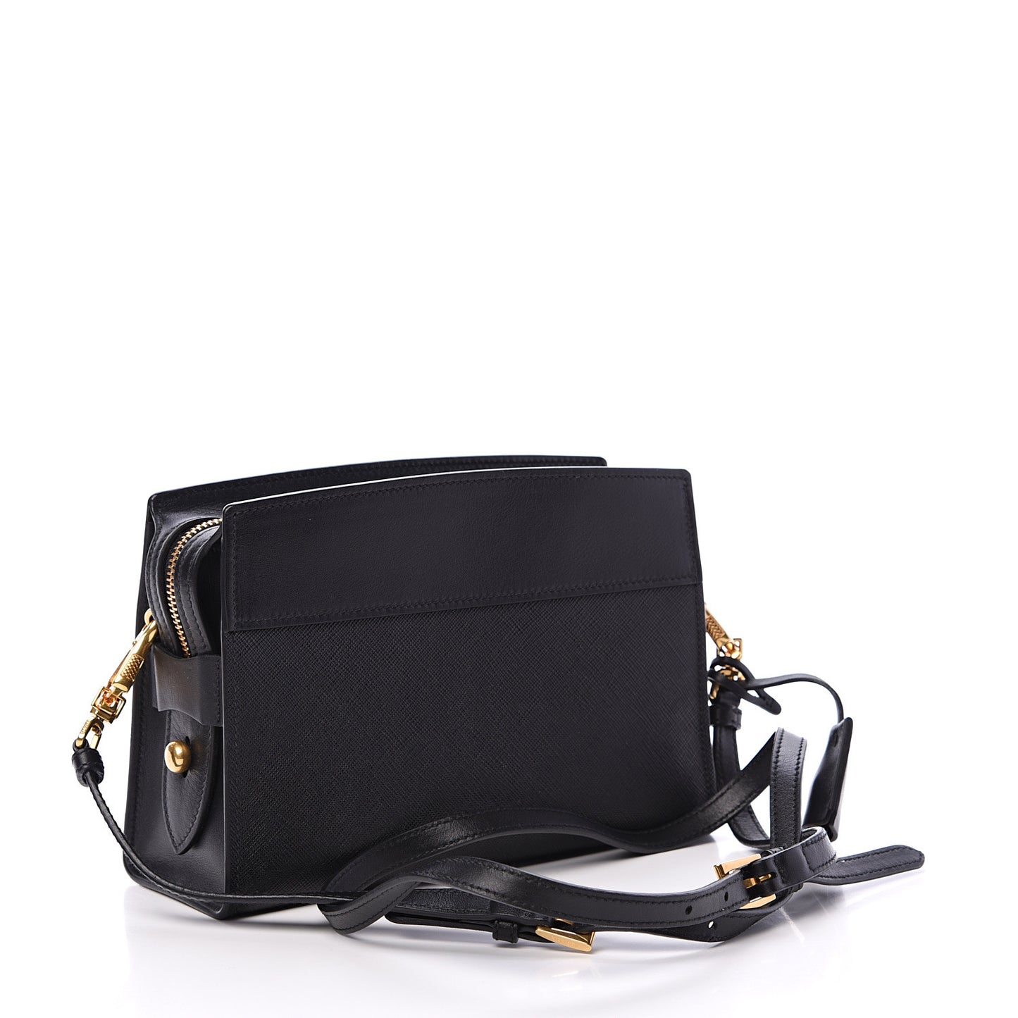 Saffiano City Calfskin Esplanade Crossbody Bag Black