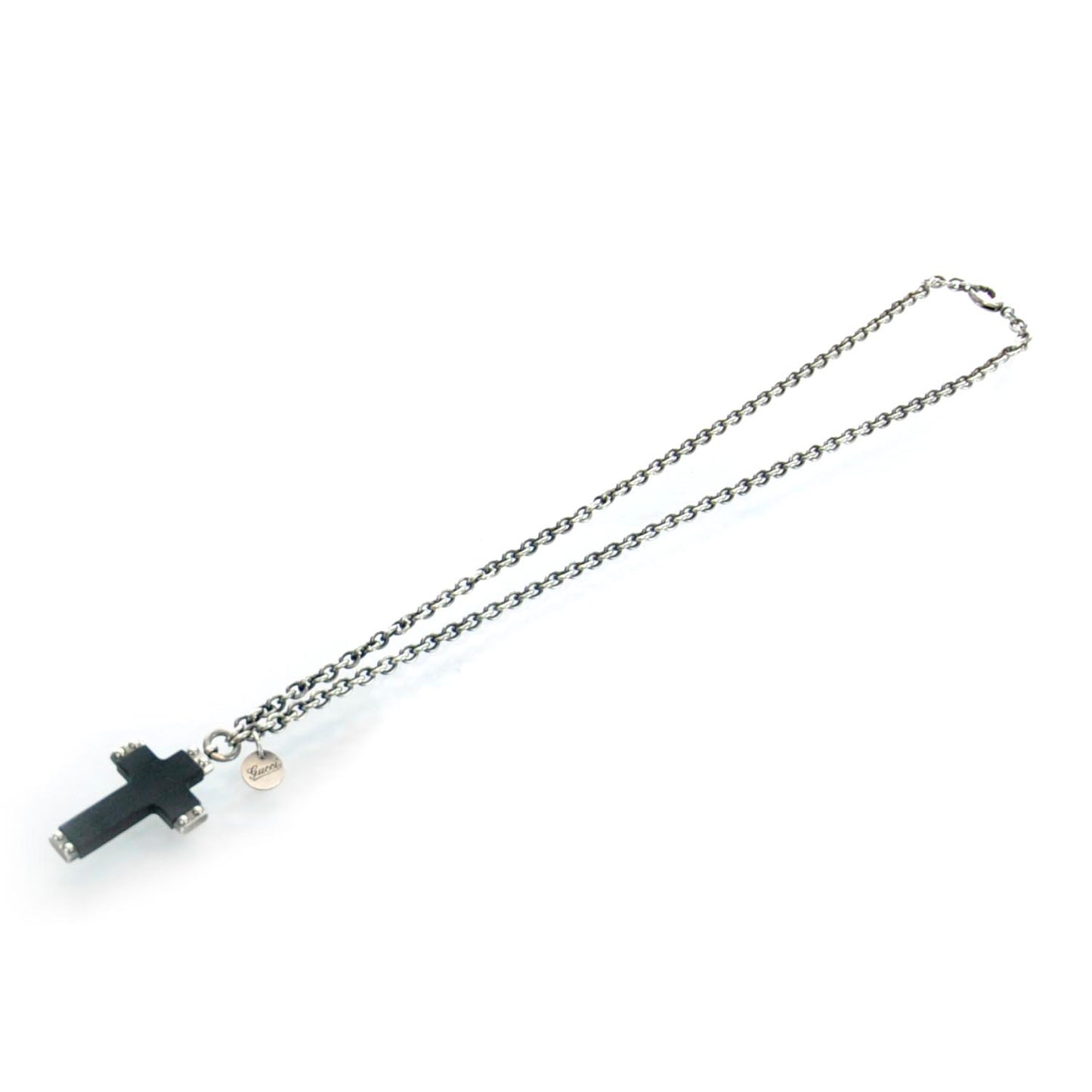 Mens Wooden Cross Necklace Silver