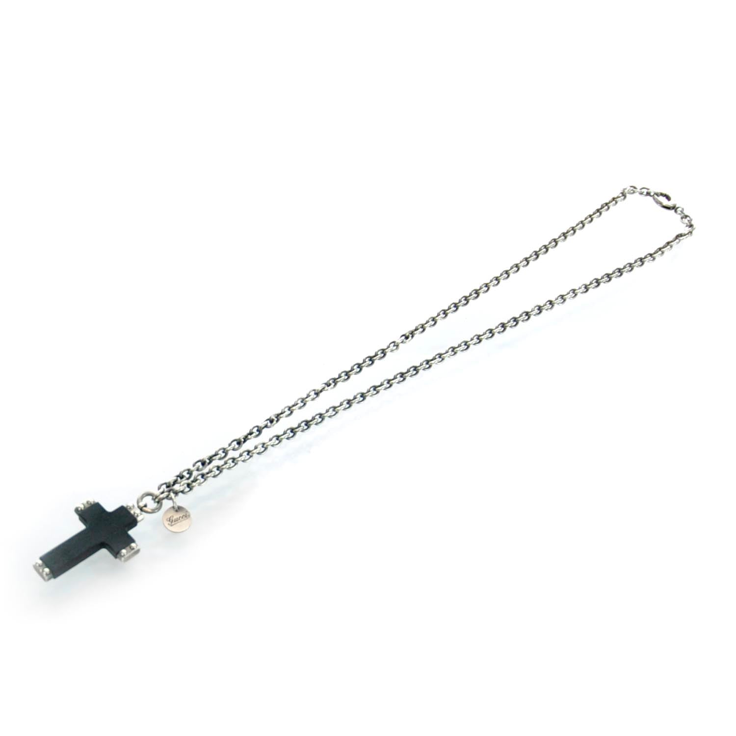 Gucci Mens Wooden Cross Necklace Silver 1 of 5