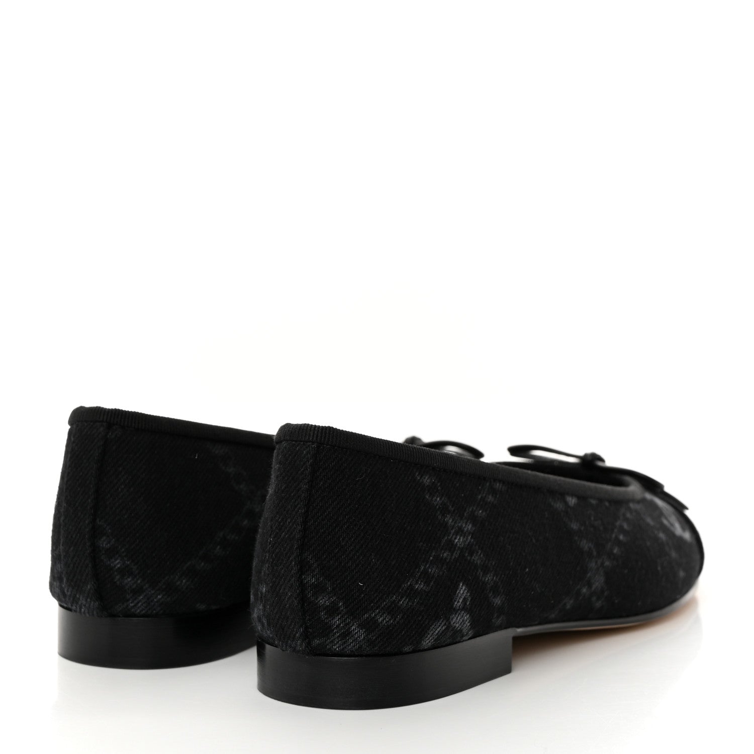 Chanel Printed Denim CC Cap Toe Ballerina Flats 36 Black White 4 of 9