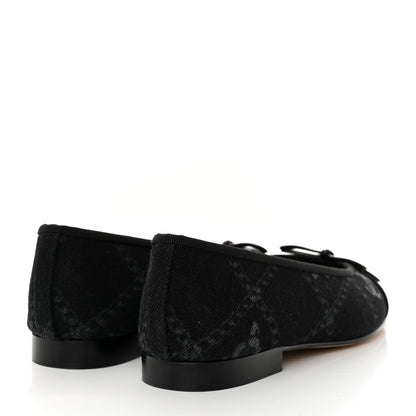 Chanel Printed Denim CC Cap Toe Ballerina Flats 36 Black White 4 of 9