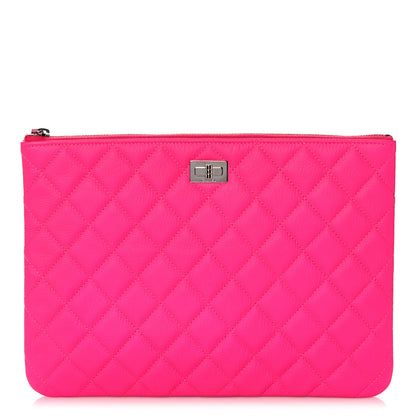 Chanel Goatskin Quilted Medium 2.55 Reissue Cosmetic Case Fluorescent Pink 1 of 10