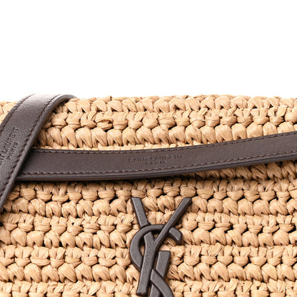 Saint Laurent Raffia Calfskin Monogram Medium Niki Chain Satchel Natural 8 of 10