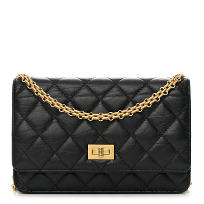 Chanel Aged Calfskin Quilted Reissue Wallet On Chain WOC Black 1 of 15