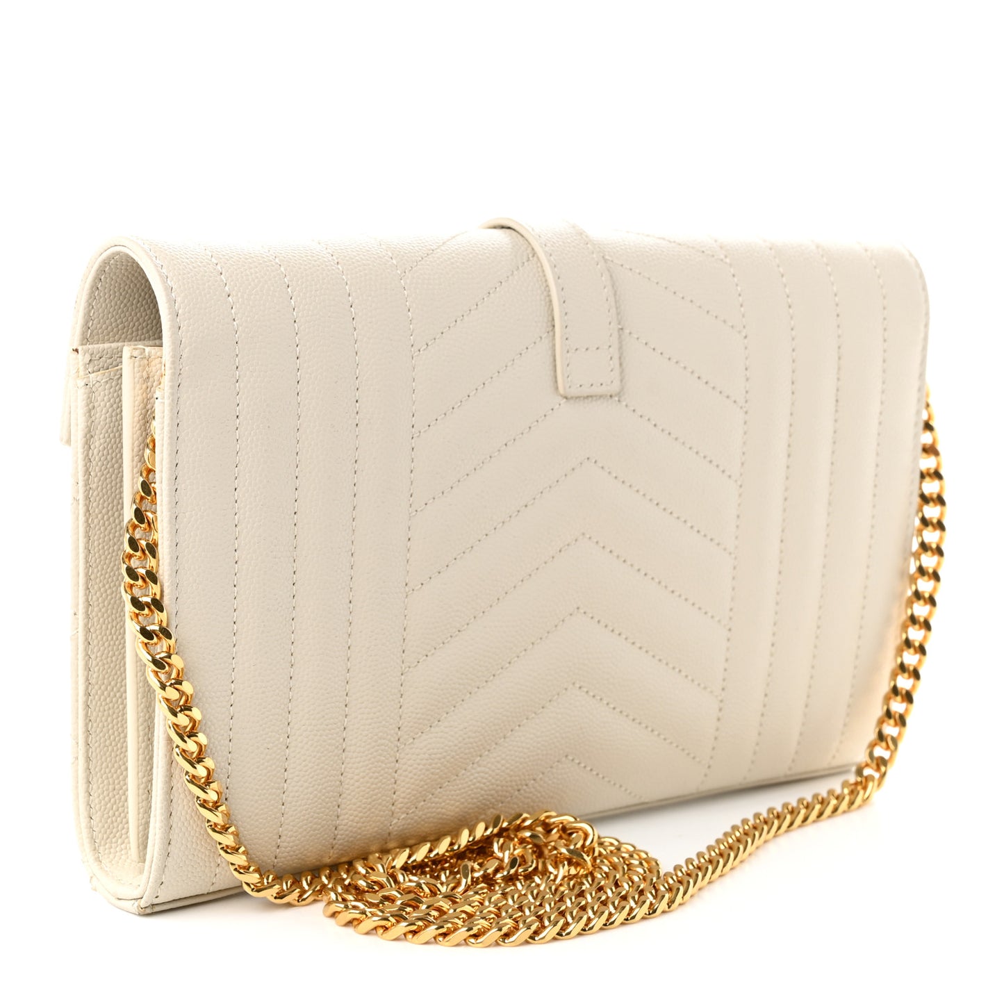 Grain De Poudre Mixed Matelasse Triquilt Monogram Chain Wallet Crema Soft