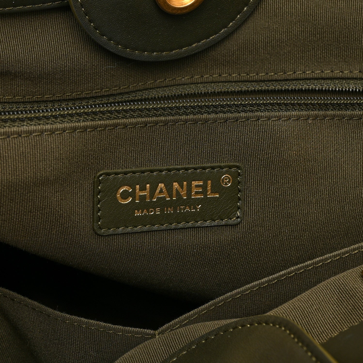 Chanel Calfskin Embossed Medium Deauville Tote Khaki 7 of 13