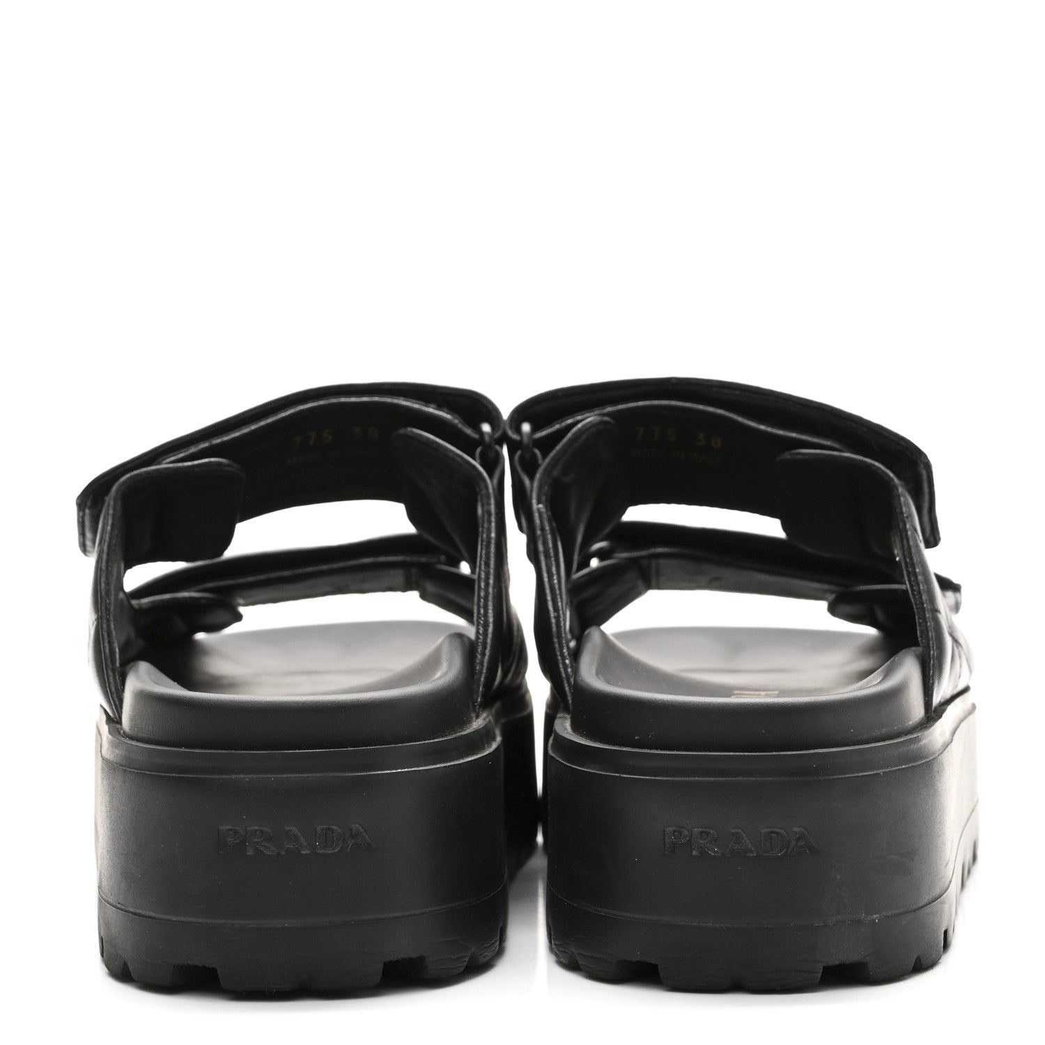 Prada Nappa Quilted Padded Logo Platform Slide Sandals 38 Black 6 of 10