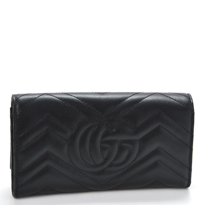 Gucci Calfskin Matelasse GG Marmont Continental Wallet Black 2 of 9