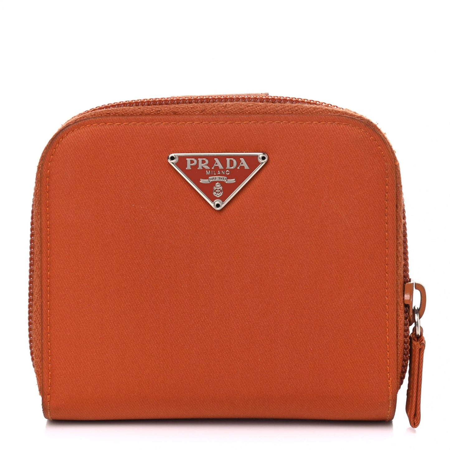 Tessuto Nylon Compact Zip Around Wallet Arancio