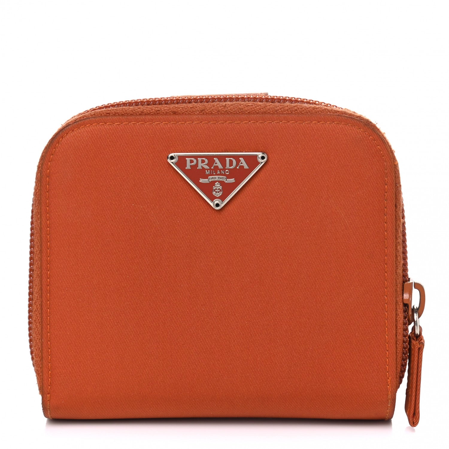 Prada Tessuto Nylon Compact Zip Around Wallet Arancio 1 of 8