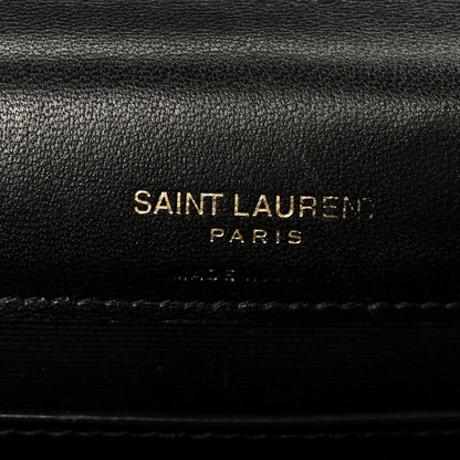 Saint Laurent Lambskin Matelasse Chevron Monogram Cassandre Envelope Chain Wallet Black 6 of 10