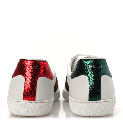 Gucci Calfskin Ayers Kingsnake Embroidered Mens Ace Sneakers 11.5 Green Red 6 of 12