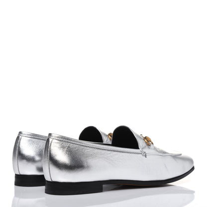 Gucci Metallic Nappa Womens Jordaan Loafers 39.5 Argento 4 of 12