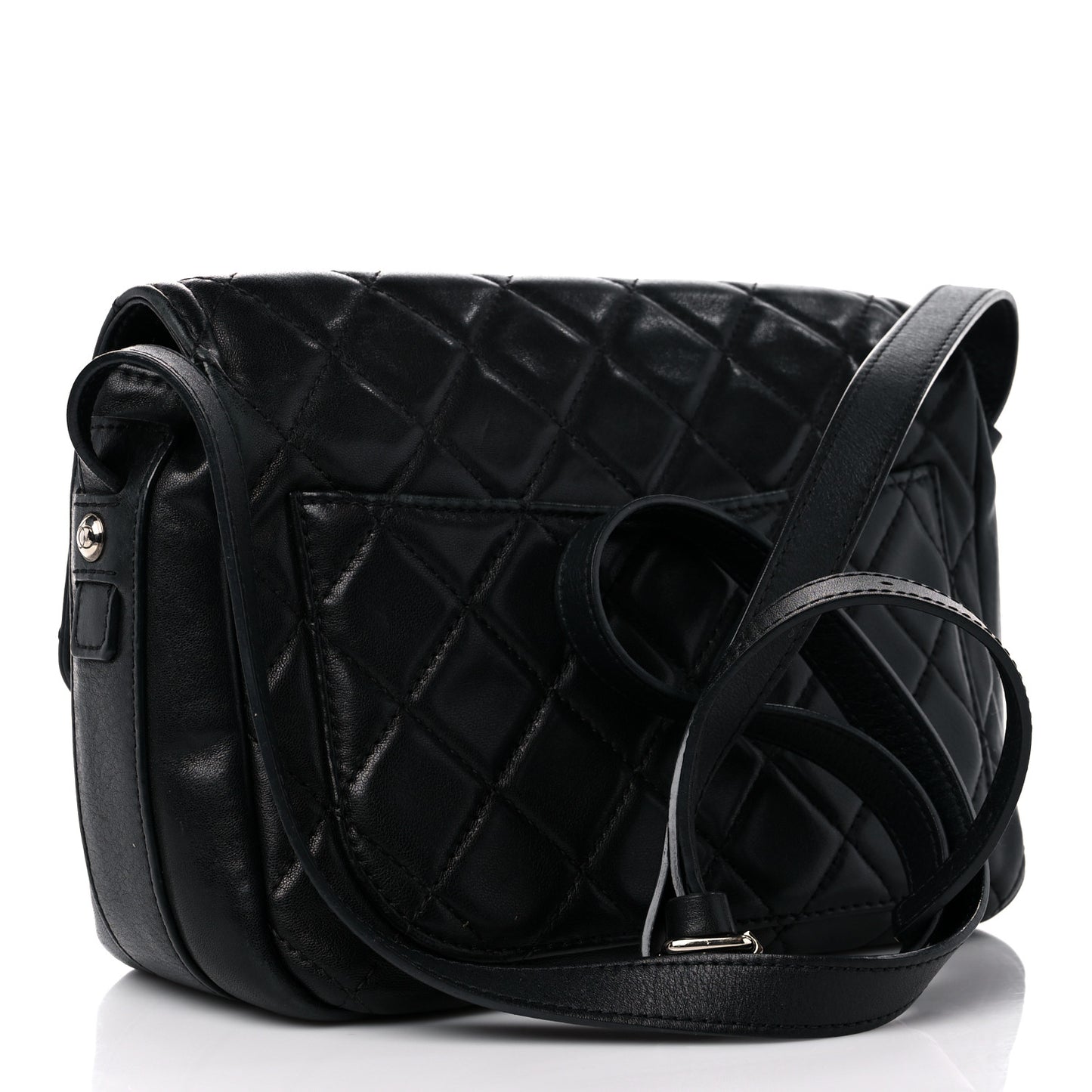 Lambskin Quilted Messenger Bag Black