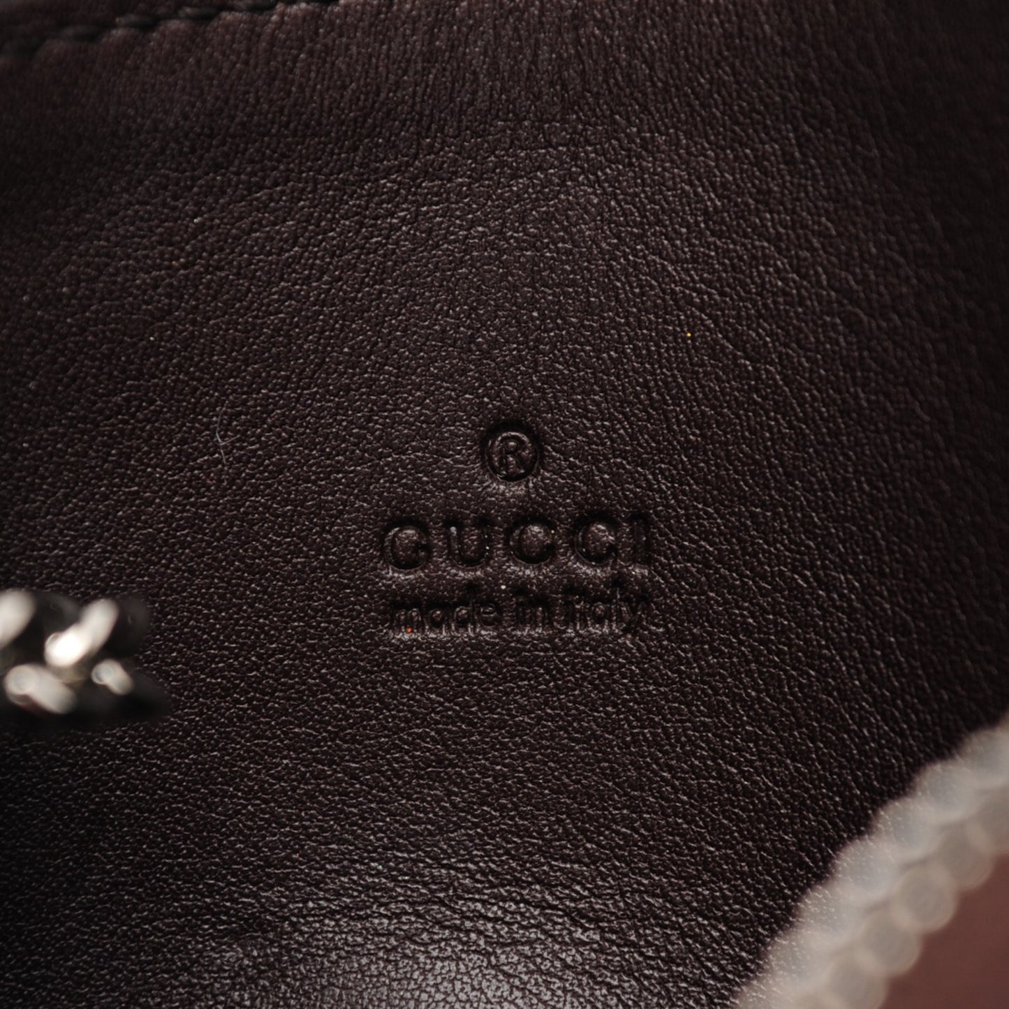 Guccissima Zip Around Key Ring Coin Purse Dark Brown