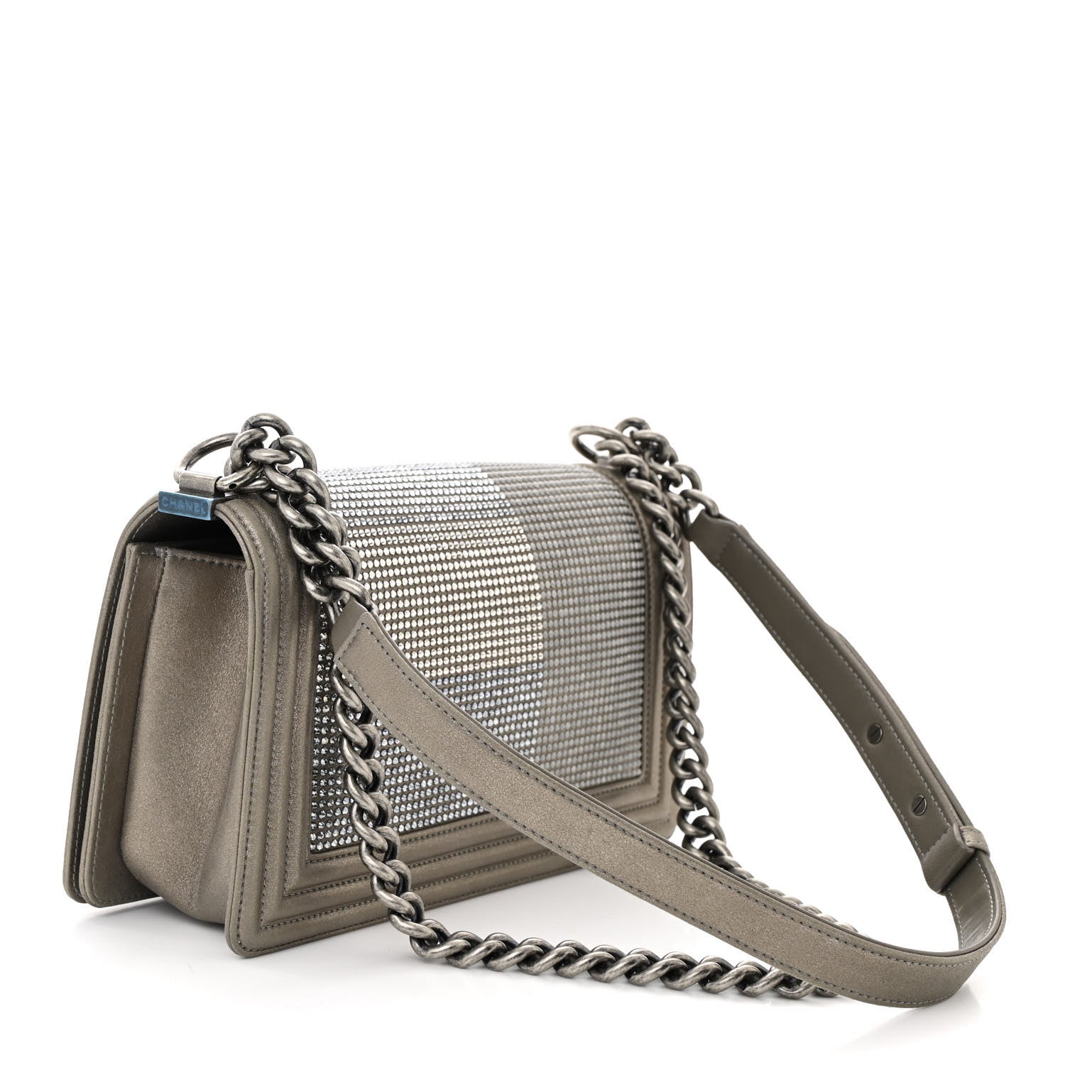 Chanel Iridescent Calfskin Quilted Strass Medium Paris Dallas Boy Flap Dark Khaki 3 of 10