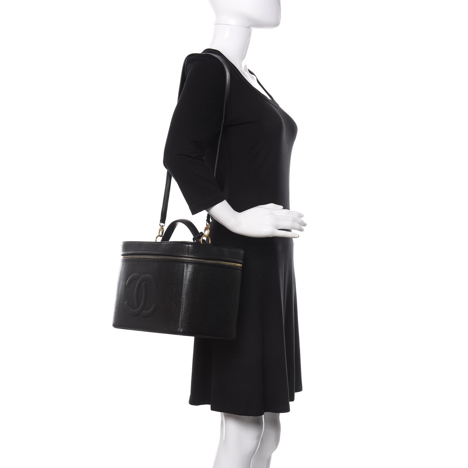 Chanel Caviar CC Vanity Train Case Black 2 of 15
