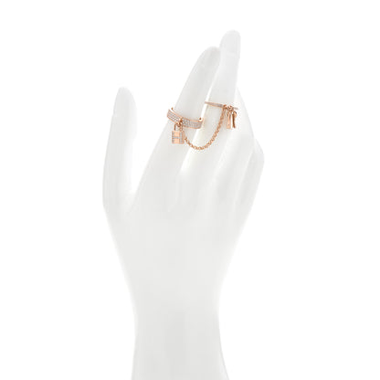 Hermes 18K Rose Gold Diamond Kelly Clochette Double Ring 50 5.25 2 of 7