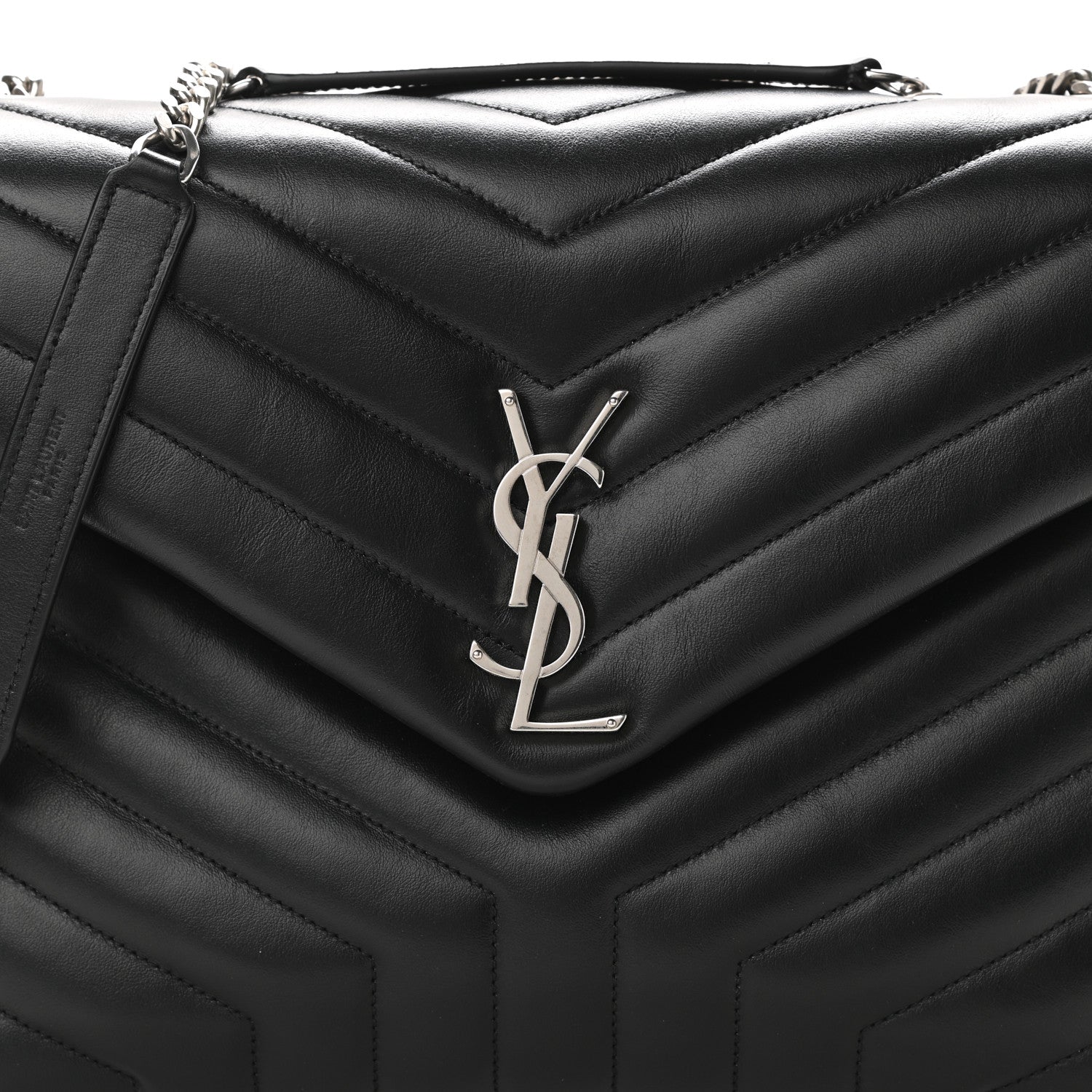 Saint Laurent Calfskin Y Quilted Monogram Medium Loulou Chain Satchel Black 7 of 9