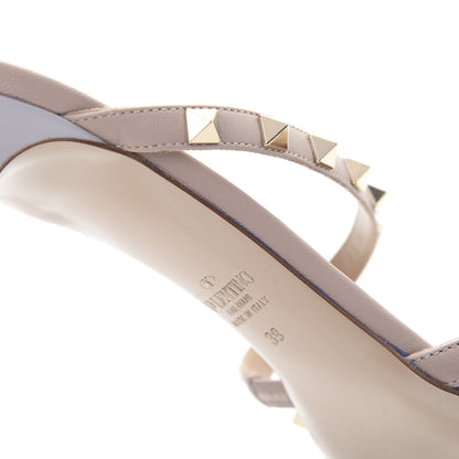 Valentino Garavani Calfskin Nappa Rockstud Cross Strap 50mm Mules 39 Pastel Grey Poudre 9 of 12