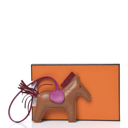 Hermes Milo Lambskin Grigri Rodeo Horse Bag Charm MM Gold Rubis Rose Pourpre 4 of 4