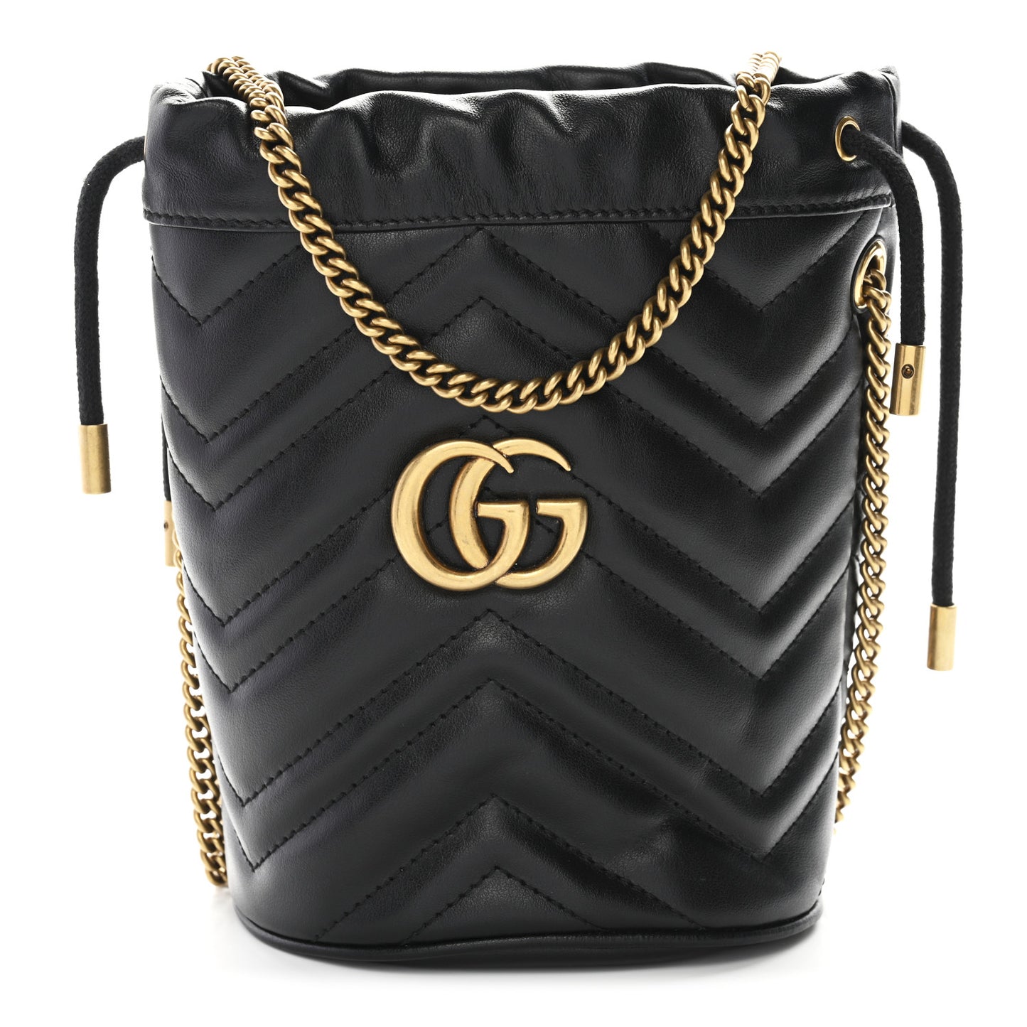Calfskin Matelasse Mini GG Marmont 2.0 Bucket Bag Black