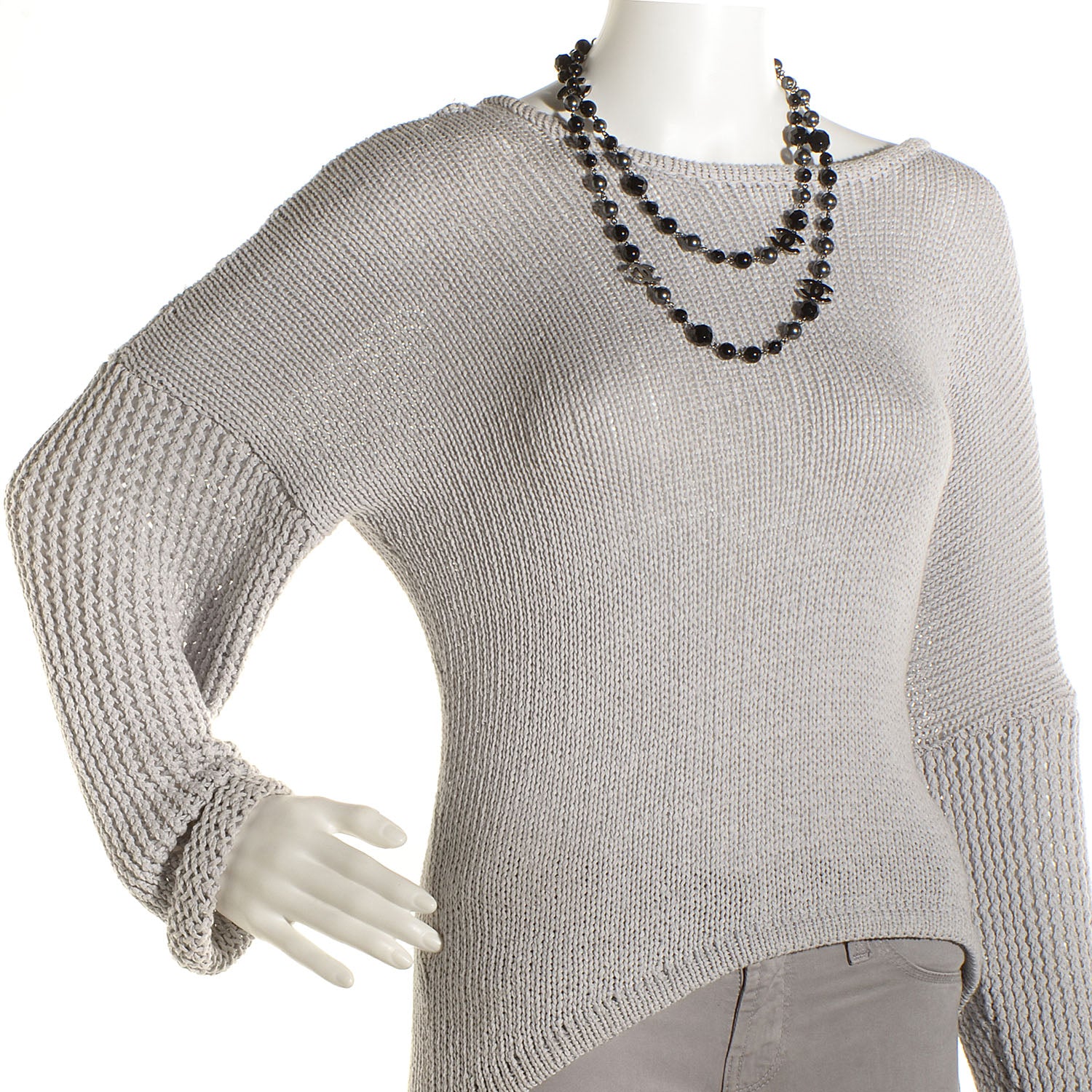 Chanel Ruthenium Pearl Beaded CC Long Necklace Black 2 of 6