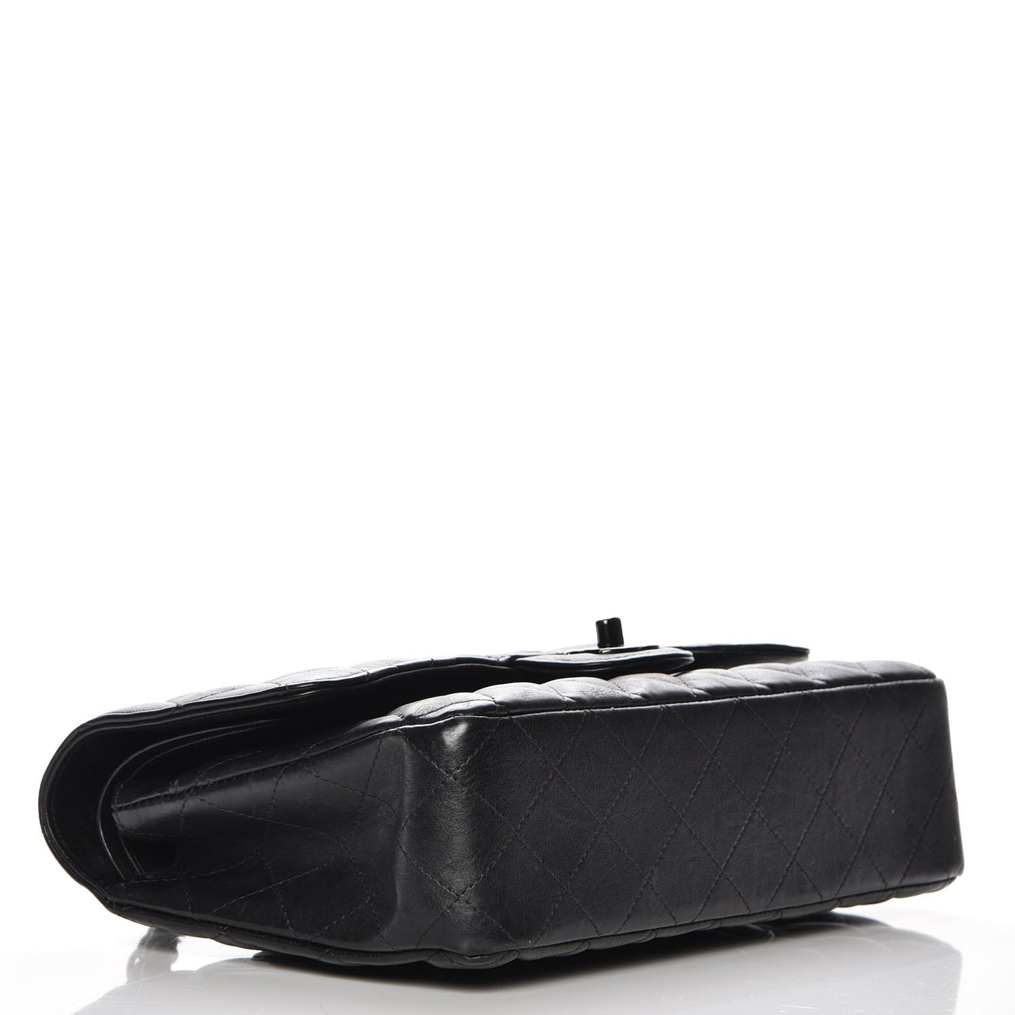 Crumpled Calfskin Quilted Medium Double Flap So Black