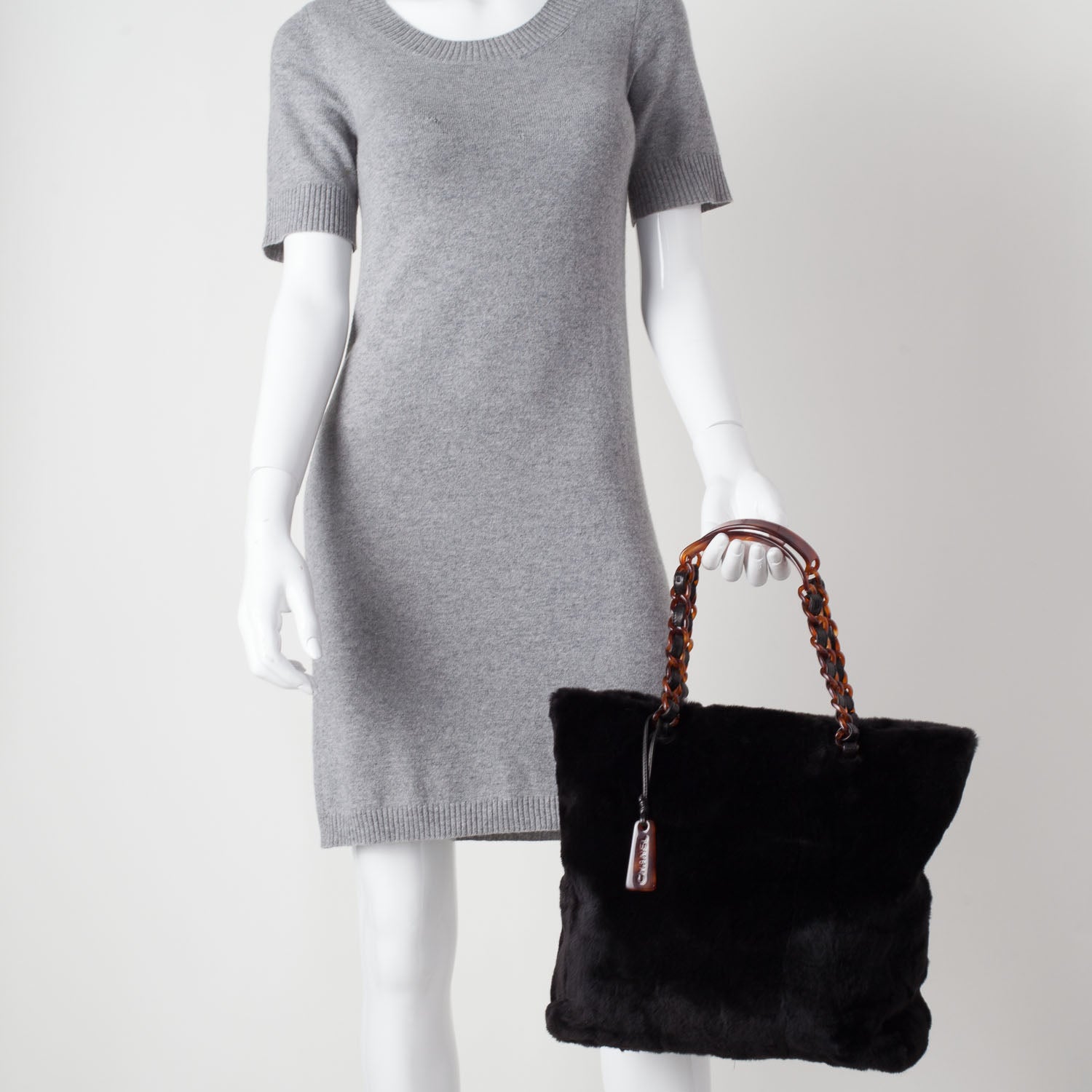 Chanel Orylag Rabbit Fur Tote Black 2 of 10