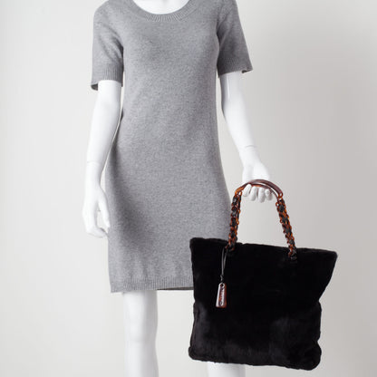 Chanel Orylag Rabbit Fur Tote Black 2 of 10