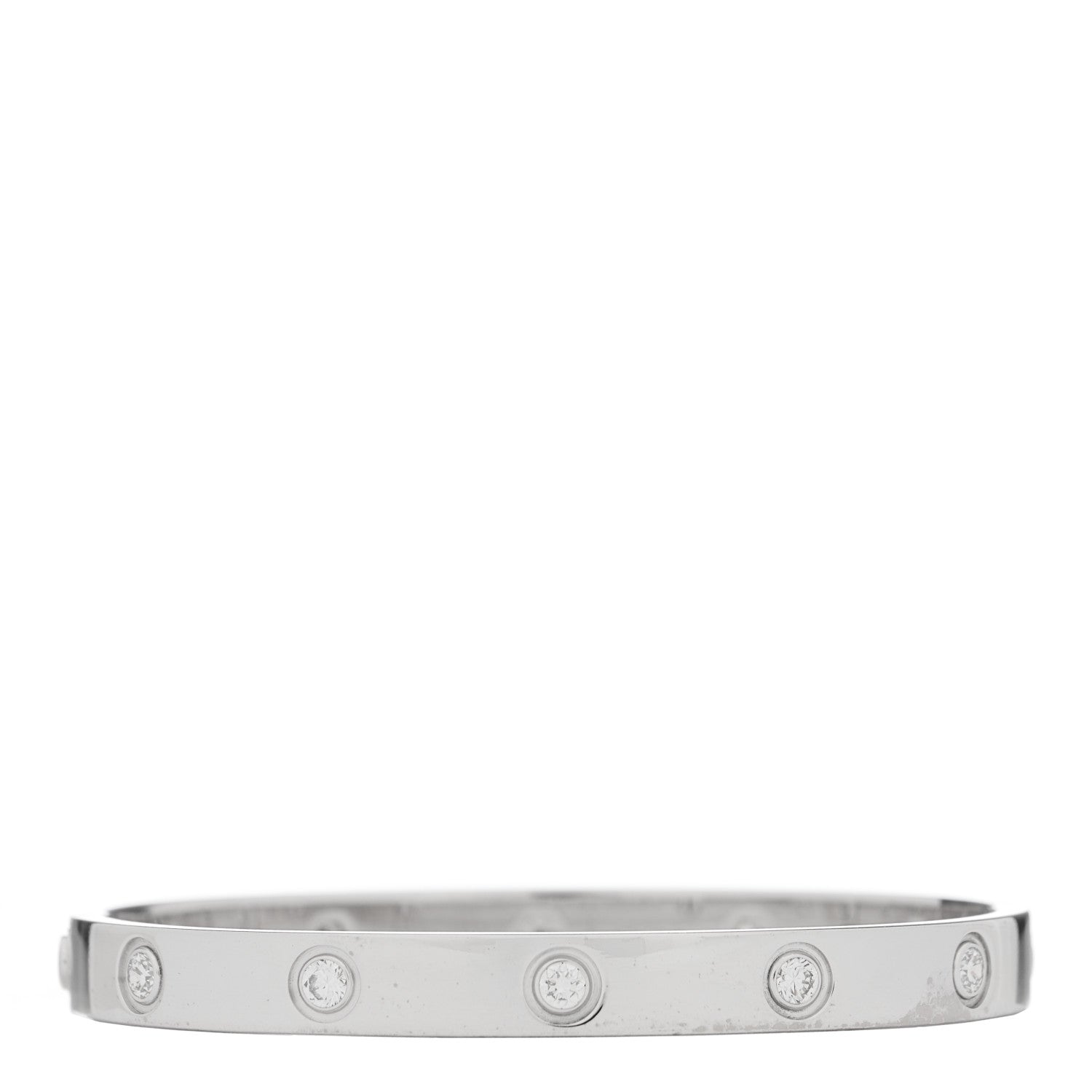 Cartier 18K White Gold 10 Diamond LOVE Bracelet 16 1 of 8