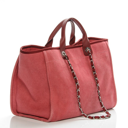Chanel Canvas Large Deauville Tote Red 3 of 7
