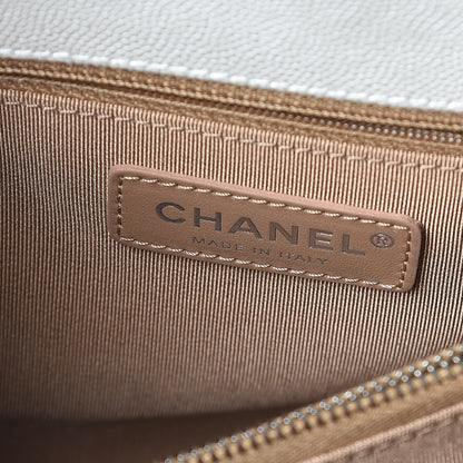 Chanel Iridescent Caviar Chevron Quilted Small Coco Handle Flap White 8 of 11