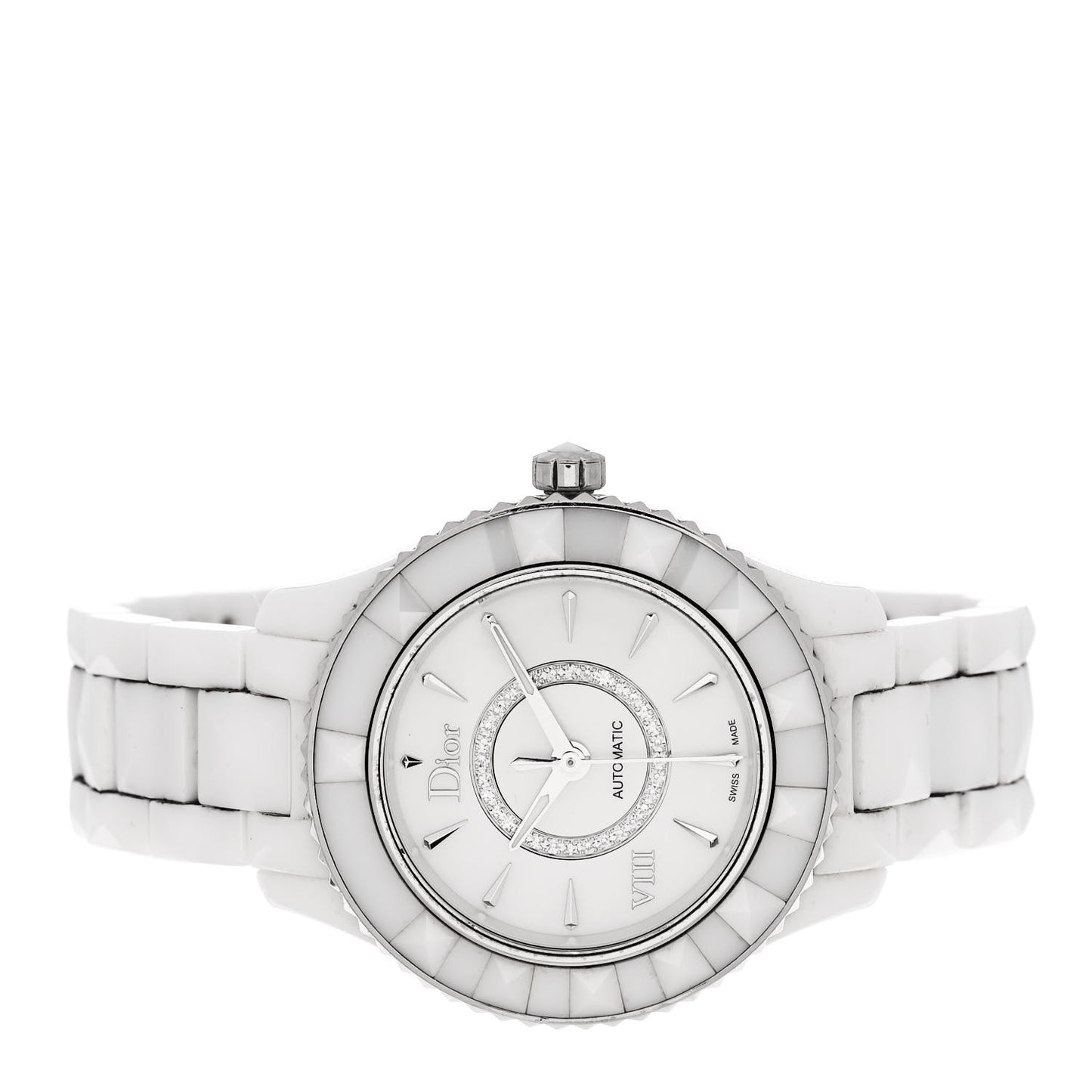 Stainless Steel Ceramic Diamond 33mm Dior VIII Automatic Watch White