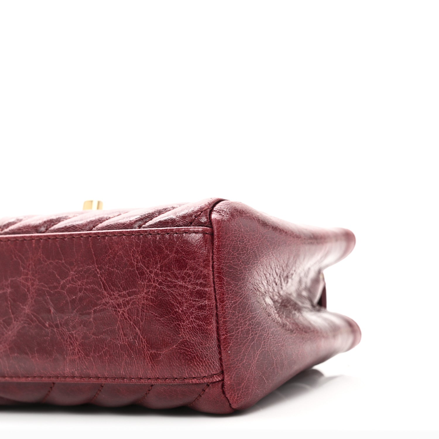 Chanel Glazed Calfskin Chevron Quilted Small Hampton Flap Burgundy 10 of 10
