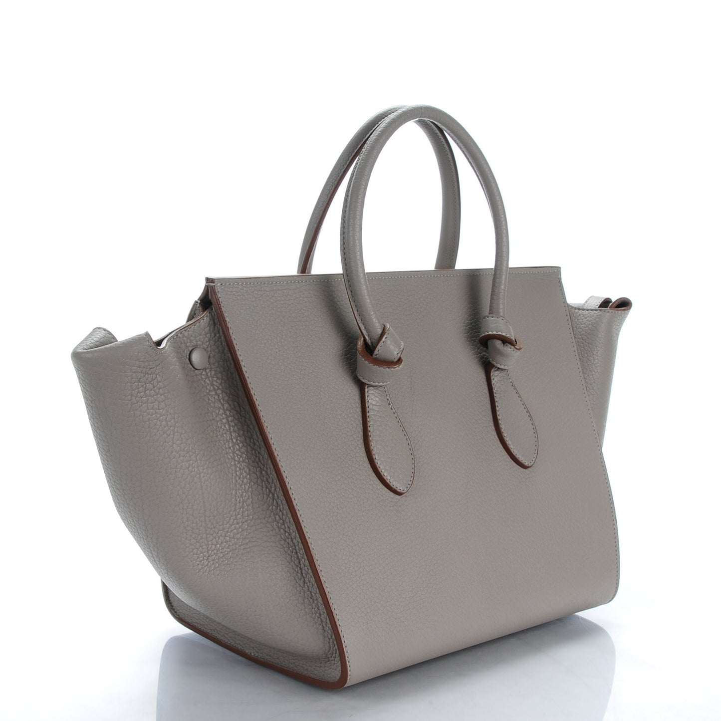 Crisped Calfskin Small Tie Tote Medium Grey