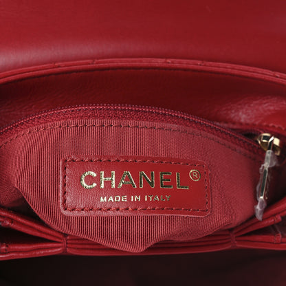 Chanel Calfskin Quilted Small Double Pocket Top Handle Flap Red 6 of 11