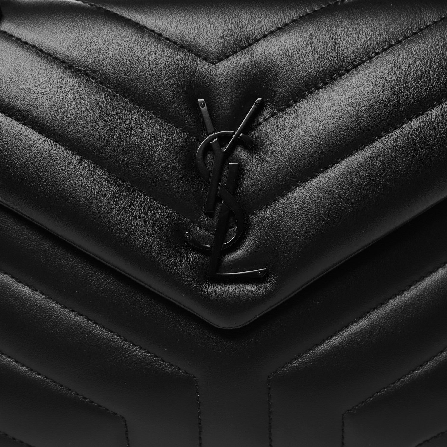 Saint Laurent Calfskin Y Quilted Monogram Monochrome Small Loulou Chain Satchel Black 8 of 11