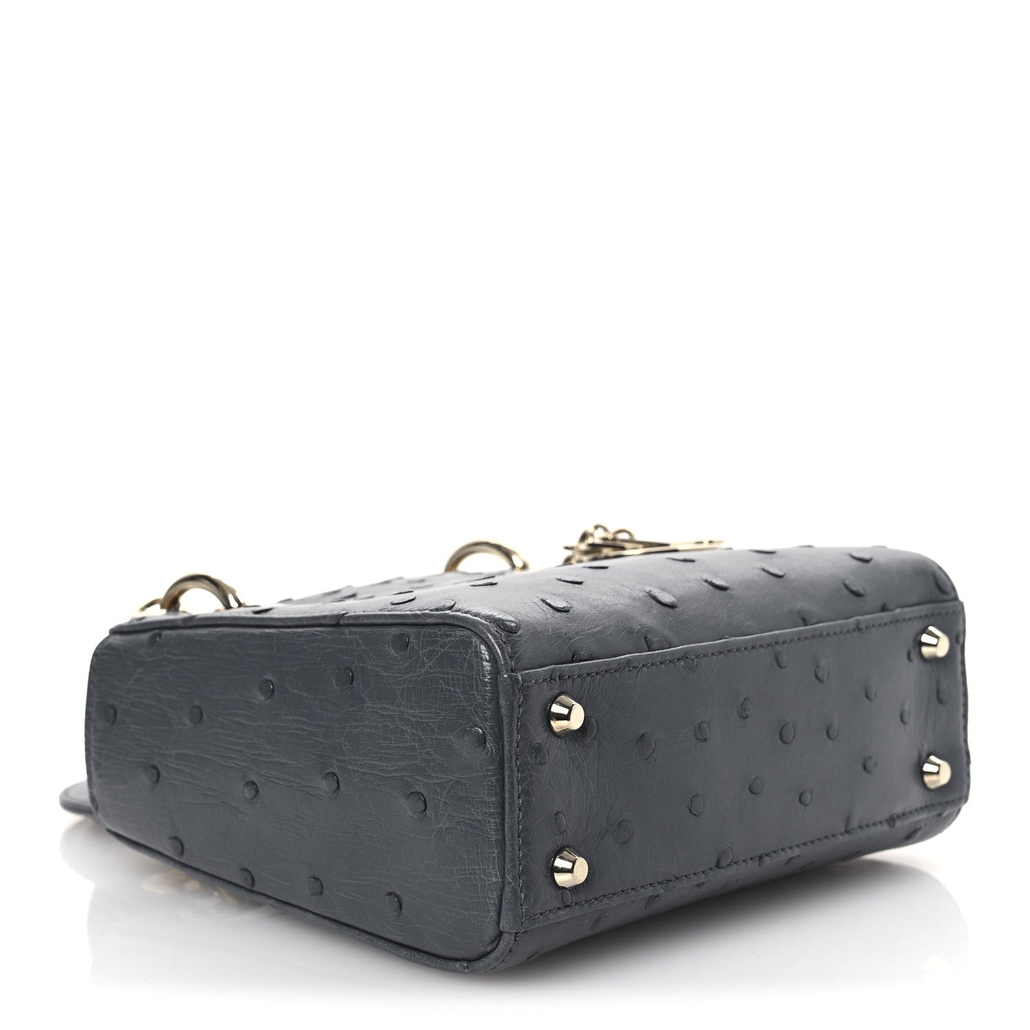 Christian Dior Ostrich Mini Lady Dior Dark Grey 1749694 – FASHIONPHILE